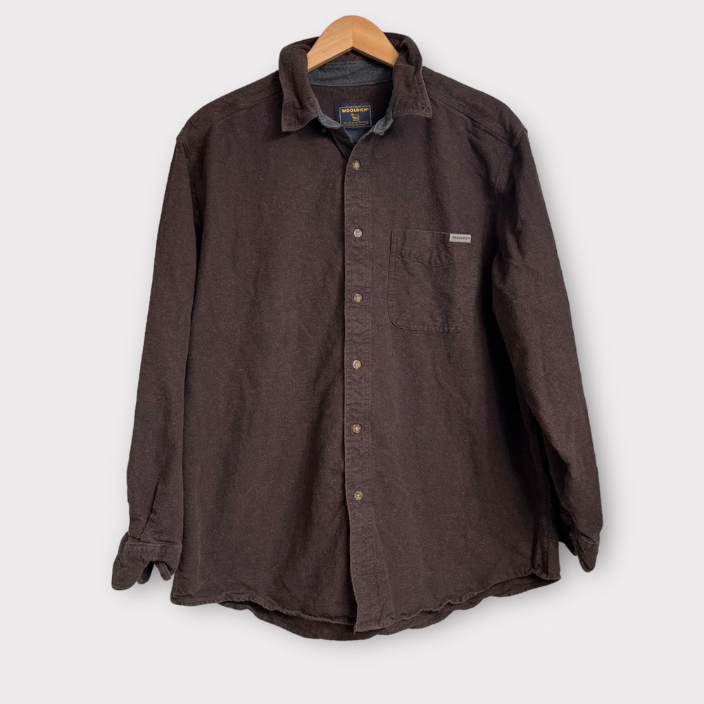 Woolrich Men's Button Down Flannel Shirt Bison Heather Brown